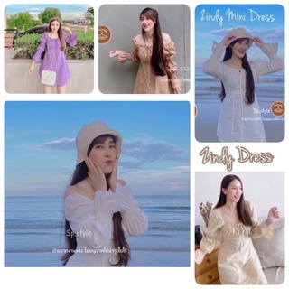 ♡ Zindy Dress ♡ เดรสแขนยาวแต่งจั๊มแขนพอง  น่ารักกกก ☺️CODE: D12