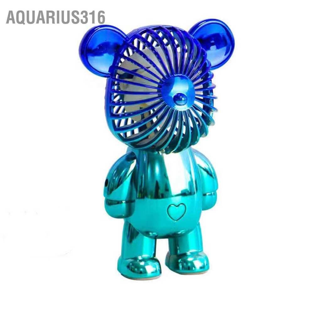 aquarius316-พัดลมมือถือ-พลาสติก-แบบพกพา-ชาร์จ-usb-รูปหมี-สําหรับหอพักตั้งโต๊ะ