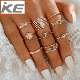 Jewelry Diamond Hollow Ring 9 Piece Set Pentagram Portrait Ring  Ring for girls for women low