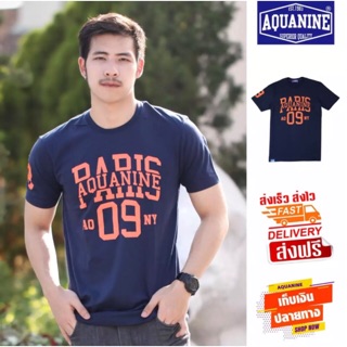 เสื้อยืดผ้าฝ้ายพิมพ์ลายขายดี เสื้อยืด AQUANINE -เสื้อยืดผู้ชาย รุ่น PARIS (สีกรม)