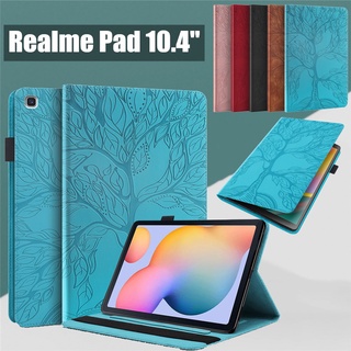 เคส Realme Pad 10.4" 2021 รุ่น Life Tree PU Leather Magnetic Stand Case Cover Tri-Fold Caster Stand Tablet Back Hard Cover Shell