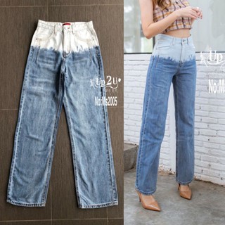 MS2005#มีS-XL#ยีนส์ทูโทนขากระบอก