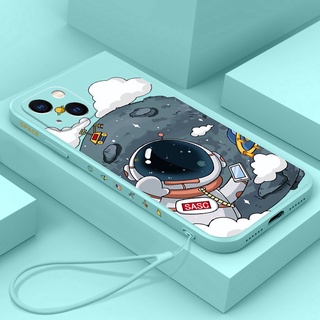 เคสซิลิโคนนิ่ม ลายนักบินอวกาศ พร้อมสายคล้อง สําหรับ IPhone 14 13 12 11 Pro Max