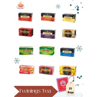 Twinings of London ชาอังกฤษต้นตำรับแท้ๆ ชาทไวนิงส์ ชาดำ ชาเขียว ชาผลไม้ ชาสมุนไพร ชาคุณภาพดี ชนิดซอง2กรัม X 25ซอง