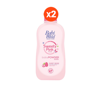 เบบี้มายด์ แป้งเด็ก สูตร สวีทตี้ พิงค์ พลัส 350 กรัม x2 / Babi Mild Sweety Pink Plus Baby Powder 350g X2