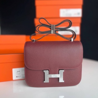 HERMES  CONSTANCE 18 EPSOM  ROUGE GRENAT COLOR  Silver buck STAMP Z🧧🧧