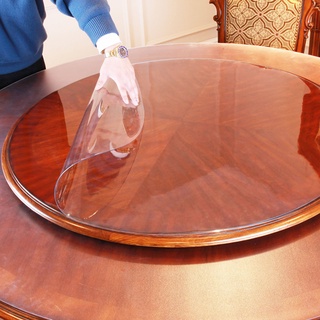ผ้าปูโต๊ะPVCแผ่นรองโต๊ะกันน้ำและน้ำมันทำความสะอาดง่าย  ทรงกลมกันร้อนผ้าปูโต๊ะโปร่งใสในครัวเรือน