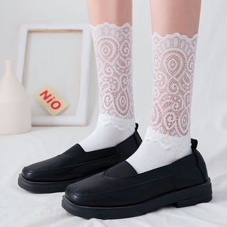 ลูกไม้สีขาวผ้าฝ้ายถุงเท้ายาวผู้หญิงสวยญี่ปุ่นสไตล์โลลิต้าคอสเพลย์สาวถุงเท้าแฟชั่นใหม่ถุงเท้า Kawaii