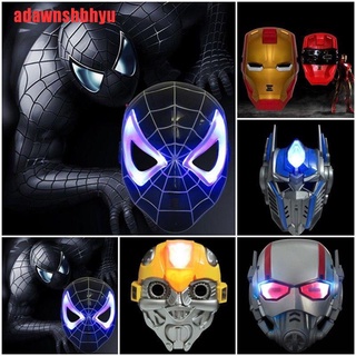 [adawnshbhyu] หน้ากากซูเปอร์ฮีโร่ LED ลาย America &amp; Iron Man Avengers Batman Spiderman Hulk