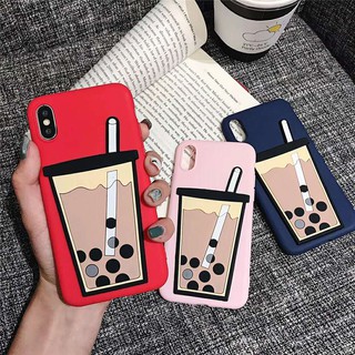 เคสมือถือ 3D  ลายชานม สำหรับ Samsung A10 A20 A30 A40 A50 A70 A6 A9 A7 2018 A750