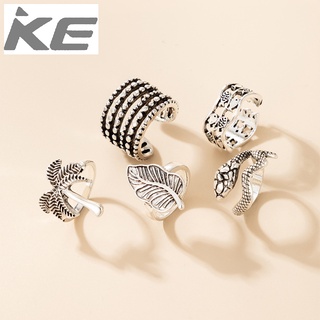 Jewelry Vintage open ring small fish snake-shaped coconut tree leaf ring five-piece set for gi