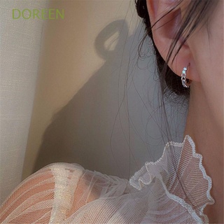 Doreen ต่างหูห่วงโซ่ ทองแดง ทรงกลม ประดับพลอยเทียม หลากสี สร้างสรรค์ เรียบง่าย สําหรับผู้หญิง