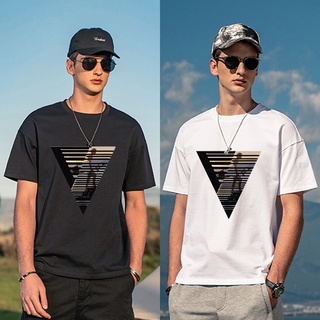 เสื้อยืดแขนสั้น พิมพ์ลายกราฟฟิค ทรงสามเหลี่ยม สไตล์วินเทจ แฟชั่นฤดูร้อน สําหรับผู้ชาย และผู้หญิง