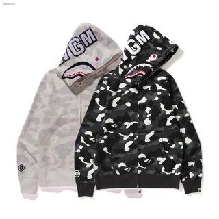 BAPEฉลามส่องสว่างเสื้อลวงตาปกคลุมแจ็คเก็ตเสื้อhoodie hoodie Sweatshirt เสื้อฮู้ด