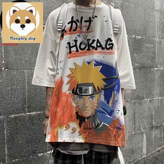 ภาพหน้าปกสินค้าเสื้อคลุมอนิเมะ ชุดคอสเพลย์ ชุดคอสเพลย์อนิเมะ ♝◑◊อะนิเมะญี่ปุ่น Naruto พิมพ์ฤดูร้อน ins ใหม่แขนสั้นเสื้อยืดชายแนวโน้มหล ที่เกี่ยวข้อง
