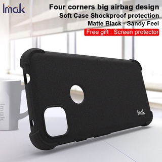 Original Imak Google Pixel 4A 4G / 5G Shockproof Soft TPU Case Pixel4A Matte Black Silicone Back Cover Screen Film