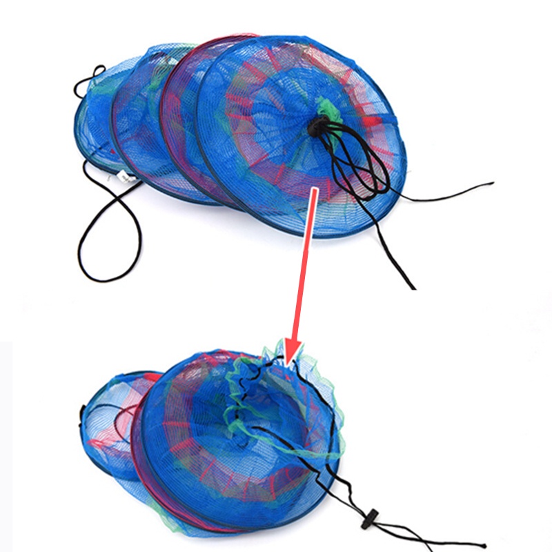ตะกร้าตาข่ายตกปลา-แบบพับได้-สามชั้น-สีสันสดใส-สําหรับตกปลา-กุ้ง