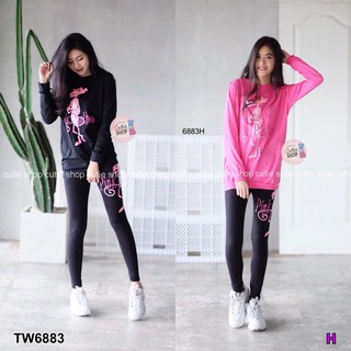 เสื้อแขนยาวและกางเกงขายาวเอวสม้อค แต่งเลื่อม pink panter