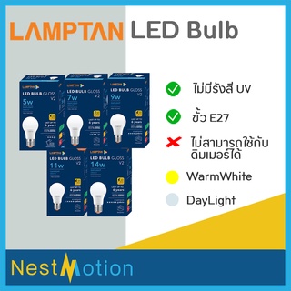 ภาพขนาดย่อของภาพหน้าปกสินค้าLAMPTAN แลมตั้น LED Bulb Gloss V2 หลอดไฟ แอลอีดี 5W 7W 9W 11W 14W ขั้ว E27 แสงขาว daylight / แสงเหลือง warm white จากร้าน nestmotion บน Shopee