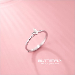 s925 Chana.ni แหวนเงินแท้ ผีเสื้อน้อย Butterfly Ring แหวน แหวนเงิน แหวนปรับไซส์