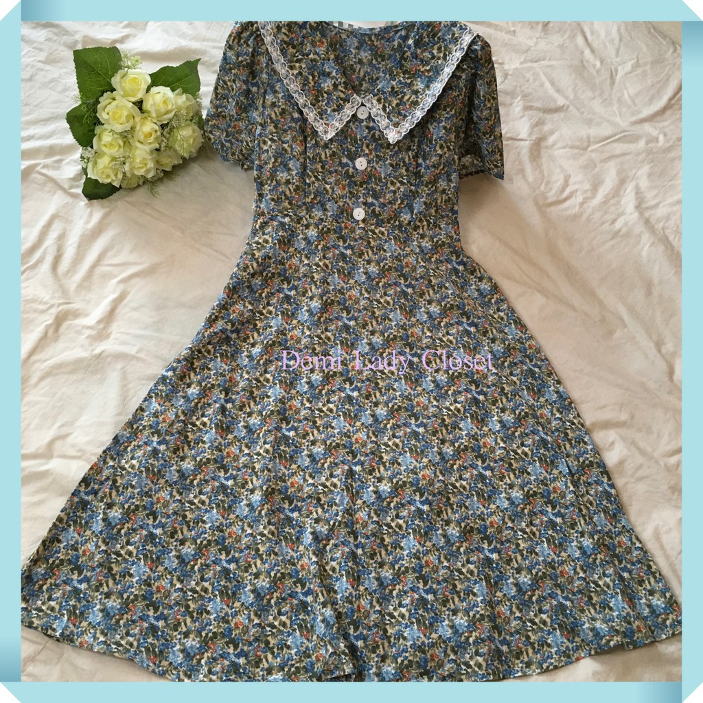 demi-vintage-dress-เดรสวินเทจลายดอกไม้