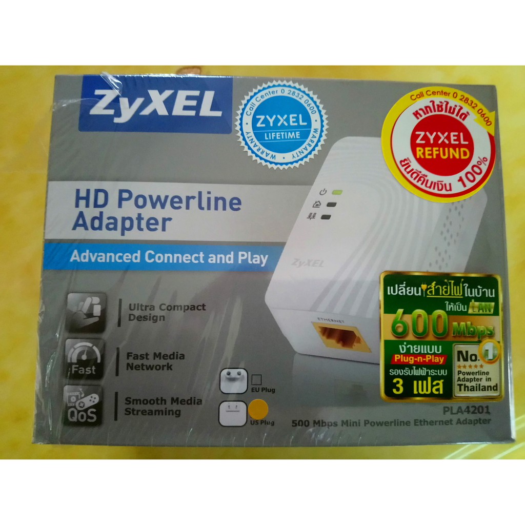 Zyxel HD Powerline Adapter 500 Mbps รุ่น PLA 4201 V2 Shopee Thailand