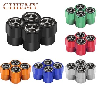 4Pcs ล้อยางล้ออลูมิเนียมขอบหมวกนิรภัย Valve Caps ฝาครอบยางสำหรับ Mercedes-Benz