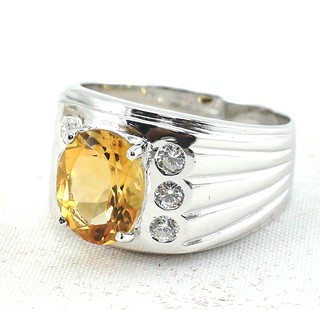💎T064 แหวนพลอยแท้ แหวนเงินแท้ชุบทองคำขาว พลอยซิทรินแท้ 100%