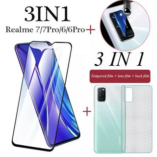 ส่งทั่วไทย ตรงรุ่น ได้แป็นชุด 3in1 Realme 7Pro ฟิล์มเลนส์กล้อง ฟิล์มกระจกเต็มจอ ฟิล์มหลัง ฟิล์มกันกระแทกขอบดำ  ฟิล์ม กัน