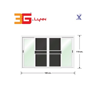 3G (X-Serie) หน้าต่างอะลูมิเนียม บานเลื่อน SFS(D) 180x110ซม. สีขาว พร้อมมุ้ง