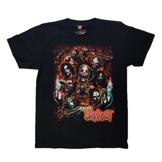 เสื้อยืดพิมพ์ลายแฟชั่น เสื้อยืดผ้าฝ้าย เสื้อวง Slipknot rock Tshirt เสื้อวงร็อค Slipknot