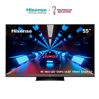 สินค้า Hisense TV 55EU8H ทีวี 55 นิ้ว 4K Mini LED 120Hz VIDAA U6 Quantum Dot Colour Smart TV /DVB-T2 / USB2.0/3.0 / HDMI /AV / ปี 2022  Voice control
