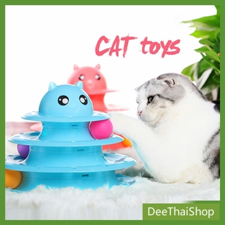 Deetha บอลในรางตาใส  ของเล่นแมว  รางบอล 4 ชั้น   Cat play plate