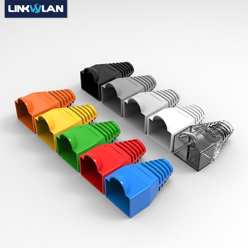 หลายสี RJ45 เคเบิ้ลบู๊ทส์ความเครียด Relife Sleevs Caps สําหรับเครือข่าย ...