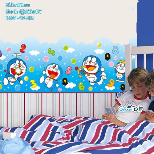 wall-sticker-สติ๊กเกอร์ติดผนัง-แต่งขอบ-doraemon-กว้าง88cm-xสูง33cm