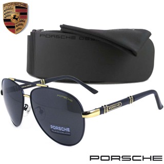 Polarized แว่นกันแดด แฟชั่น รุ่น PORSCHE UV 8560 C-3 สีดำตัดทอง แว่นตา ทรงสปอร์ต วัสดุ Stainless(เลนส์โพลาไรซ์)