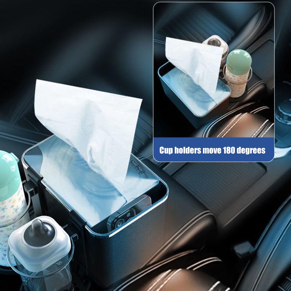 กล่องวางของในรถ-2in1-กล่องวางแก้วน้ำ-ที่วางแก้วในรถ-กล่องใส่ของอเนกประสงค์-อุปกรณภายในรถยนต์