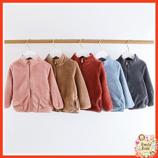 พร้อมส่ง เสื้อแจ็กเก็ตลําลอง ผ้าฟลีซ แต่งซิป ให้ความอบอุ่น แฟชั่นฤดูใบไม้ร่วง และฤดูหนาว สําหรับเด็กผู้หญิง และเด็กผู้ชาย อายุ 1-6 ปี