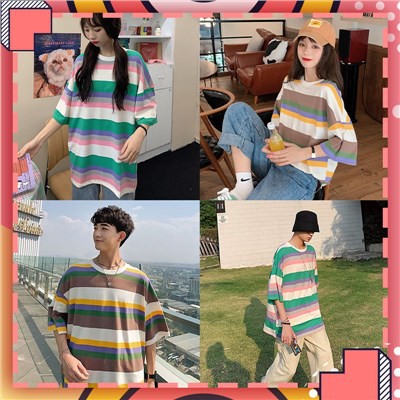 bbpshop-เสื้อคู่ใหม่-เสื้อยืดลายทางสีสวย-จะชายจะหรือหญิงก็ใส่ได้บอกลาเสื้อตัวเดิมไปได้เลยเสื้อเชิ้ตเสื้อเชิ้ตผู้ชาย