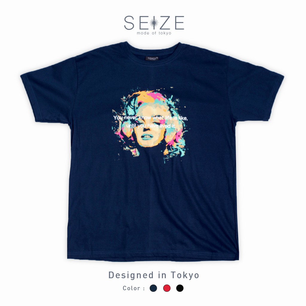 เสื้อยืดคอกลม-เสื้อยืดแขนสั้นคอกลม-unisex-seize-mode-of-tokyo-st102-cry-ดำ-กรมท่า-แดง