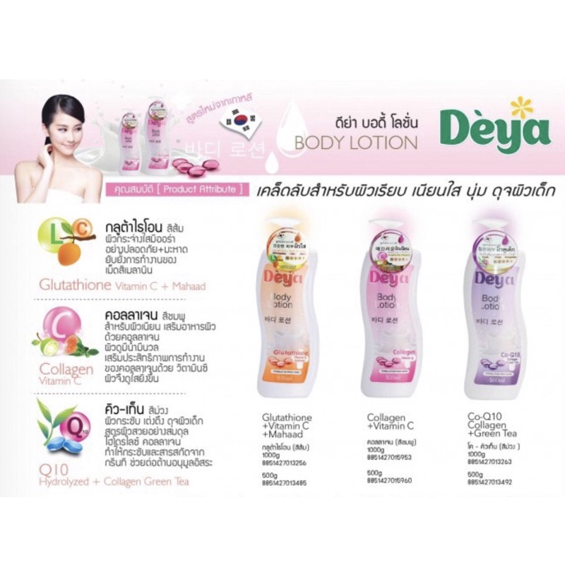 ดีย่า-บอดี้-โลชั่น-deya-body-lotion-500ml-สูตรเคล็ดลับผิวเนียนนุ่ม