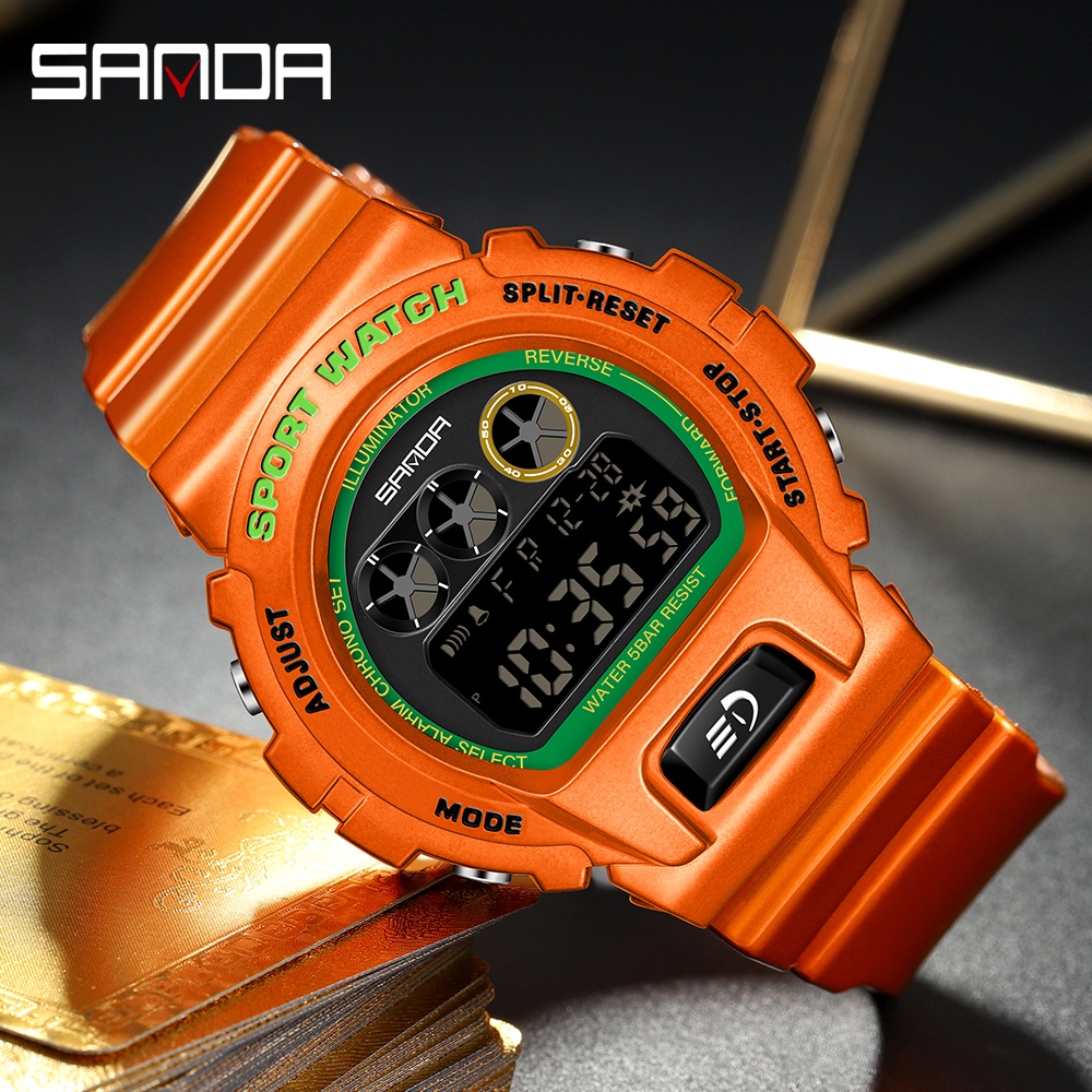 sanda-นาฬิกาข้อมือดิจิทัลแฟชั่น-กันน้ํา-มีไฟ-led-สําหรับผู้ชาย