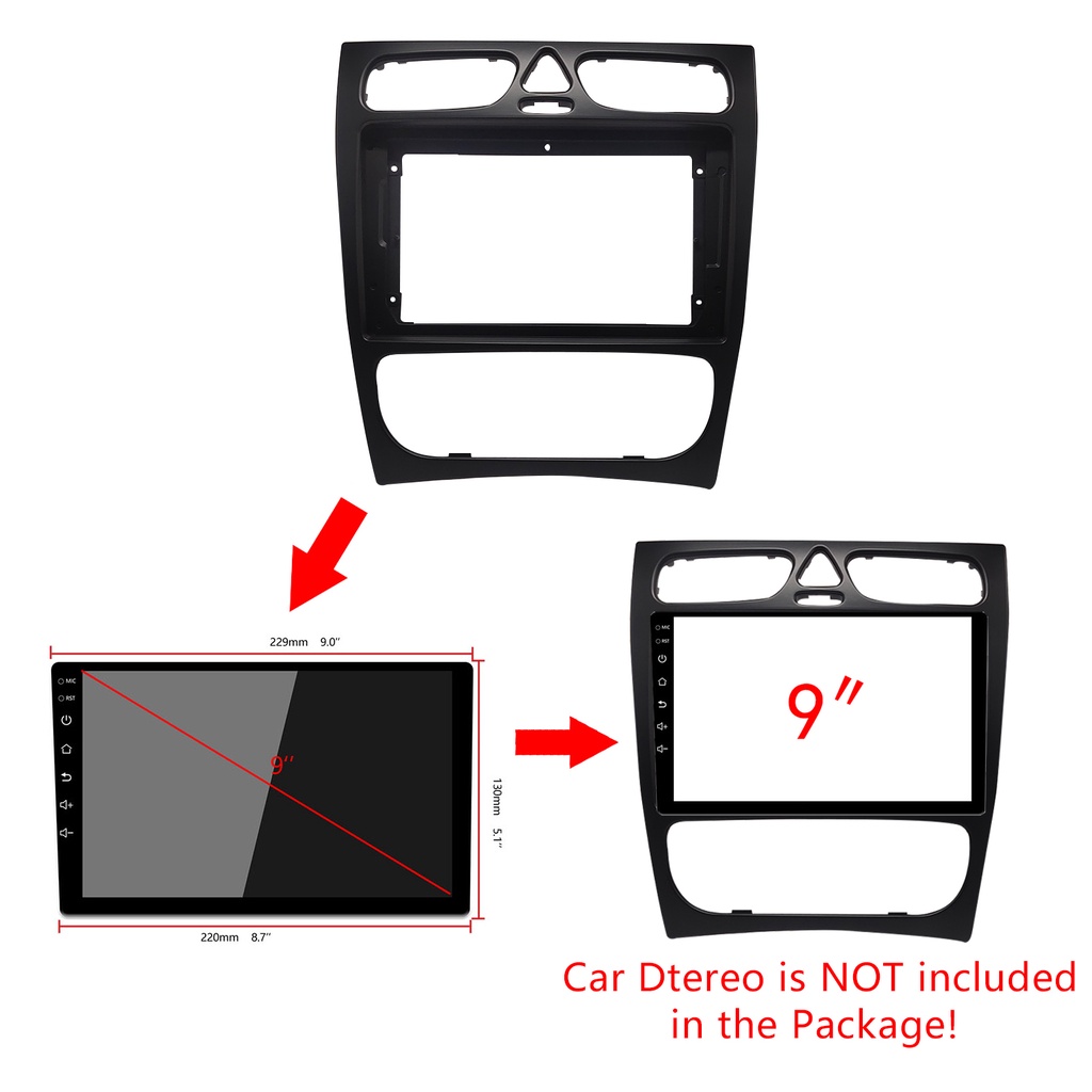 กรอบวิทยุ-mp5-benz-c-class-w203-benz-clk-class-w209-2002-2004-2din-9-นิ้ว-สําหรับรถยนต์-android