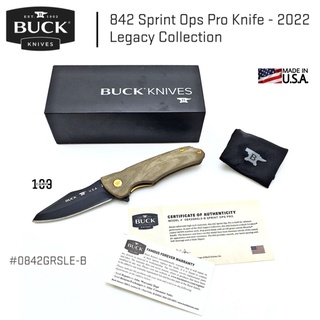 มีด BUCK แท้ รุ่น Sprint Ops Pro 2022 มีดสะสมสำหรับปี 2022 ใบมีด S45VN ด้ามจับ Micarta สีน้ำตาล MADE IN THE U.S.A.