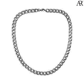 ANGELINO RUFOLO Necklace ดีไซน์ 11 mm. Curb Chain สร้อยคอ Stainless Steel 316L(สแตนเลสสตีล)คุณภาพเยี่ยม สีเงิน