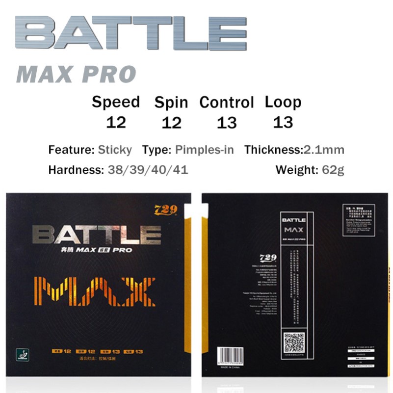 ยางปิงปอง 729 Battle 2 Battle Max Pro แบบมืออาชีพ พร้อมแกนหมุน ควบคุมดี ...