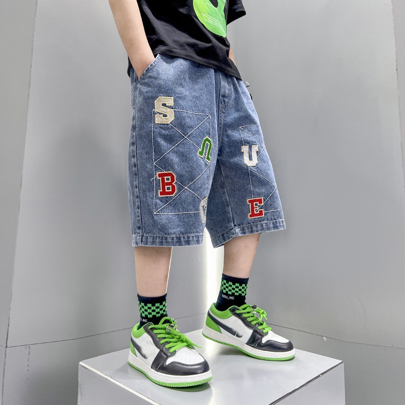diimuu-กางเกงยีนขาสั้น-เอวยางยืด-แฟชั่นฤดูร้อน-สําหรับเด็กผู้ชาย-อายุ-5-11-ปี