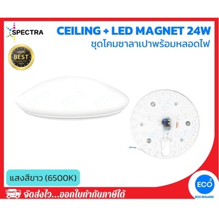 SPECTRA ชุดโคมไฟซาลาเปา โคมไฟติดเพดาน พร้อมแผงไฟแม่เหล็ก LED Ceiling Lamp Magnet ขนาด 24W แสงสีขาว 6500K