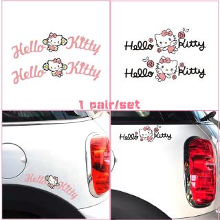 【1 คู่】 สติกเกอร์ติดรถยนต์ วัสดุไวนิล ลาย Hello Kitty สำหรับติดหน้าต่าง คิ้วกันสาดรถยนต์