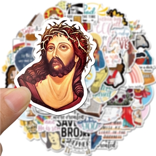 คริสเตียน พระเยซู God Christian Jesus sticker สติกเกอร์กันน้ำรูปแบบที่แตกต่างกัน, 50 ชิ้น